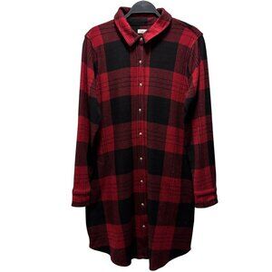 Faherty Womens Legend Sweater Shirt Dress Orchard House Red/ Black Plaid Size L